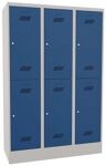Garderobenschrank H1850xB1200xT500 lichtgrau/enzianblau 6 Abt.