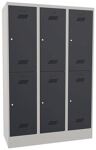 Garderobenschrank H1850xB1200xT500 lichtgrau/anthrazitgrau 6 Abt.
