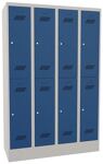 Garderobenschrank H1850xB1200xT500 lichtgrau/enzianblau 8 Abt.