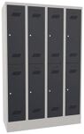 Garderobenschrank H1850xB1200xT500 lichtgrau/anthrazitgrau 8 Abt.