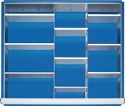 Schubladenunterteilungsmaterial Front-H.120-150mm 2 Trenn-/9 Steckw.