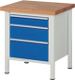 Werkbank Classic B750xT700xH840mm Buche massiv grau blau 3 Schubl.RAU