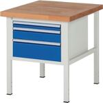 Werkbank Classic B750xT900xH840mm Buche massiv lichtgrau enzianblau 4 Schubl.RAU