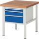 Werkbank Classic B750xT900xH840mm Buche massiv lichtgrau enzianblau 4 Schubl.RAU