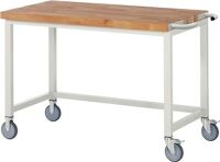 Werkbank B1250xT700xH880mm Buche massiv lichtgrau fahrb.RAU