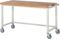 Werkbank B1500xT700xH880mm Buche massiv lichtgrau fahrb.RAU