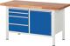 Werkbank Classis B1500xT700xH840mm Buche lichtgrau enzianblau 4 Schubl.1 Tür RAU