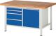 Werkbank Classis B1500xT900xH840mm Buche lichtgrau enzianblau 4 Schubl.1 Tür RAU
