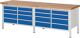 Werkbank Classic B2500xT700xH840mm Buche lichtgrau enzianblau 16Schubl.RAU