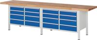 Werkbank Classic B3000xT700xH840mm Buche lichtgrau enzianblau 16Schubl.RAU