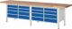 Werkbank Classic B3000xT700xH840mm Buche lichtgrau enzianblau 16Schubl.RAU