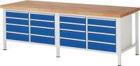 Werkbank Classic B2500xT900xH840mm Buche lichtgrau enzianblau 16Schubl.RAU