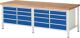 Werkbank Classic B2500xT900xH840mm Buche lichtgrau enzianblau 16Schubl.RAU