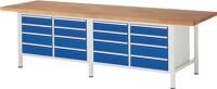 Werkbank Classic B3000xT900xH840mm Buche lichtgrau enzianblau 16Schubl.RAU