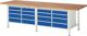 Werkbank Classic B3000xT900xH840mm Buche lichtgrau enzianblau 16Schubl.RAU