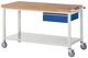 Werkbank Classic B1500xT700xH880mm Buche massiv lichtgrau/blau 1 Schubl.fahrbar