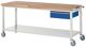 Werkbank Classic B2000xT700xH880mm Buche massiv lichtgrau/blau 1 Schubl.fahrbar
