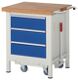 Werkbank Classic B750xT700xH880mm Buche grau/blau 3Schubl.fahrbar u.absenkbar