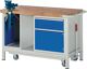 Werkbank Classic B1250xT700xH880mm Buche grau/blau 1SL1Tür m.Schraub.u.Klapplift