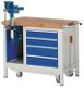 Werkbank Classic B1000xT700xH840mm Buche grau/blau 1Schub.1Tür Schraubst.m.Lift