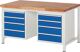 Werkbank Classic B1500xT900xH840mm Buche massiv lichtgrau enzianblau 8Schubl.RAU