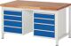 Werkbank Classic B1500xT900xH840mm Buche massiv lichtgrau enzianblau 8Schubl.RAU