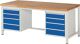 Werkbank Classic B2000xT900xH840mm Buche massiv lichtgrau enzianblau 8Schubl.RAU