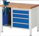 Werkbank Classic B1000xT700xH840mm Buche grau blau 4Schubl.m.Schraubstock RAU