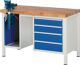 Werkbank Classic B1250xT700xH840mm Buche grau blau 4Schubl.m.Schraubstock RAU