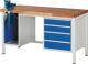 Werkbank Classic B1500xT700xH840mm Buche grau blau 4Schubl.m.Schraubstock RAU