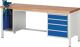Werkbank Classic B2000xT700xH840mm Buche grau blau 4Schubl.m.Schraubstock RAU