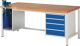 Werkbank Classic B2000xT900xH840mm Buche grau blau 4Schubl.m.Schraubstock RAU