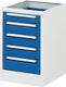 Schubladenschrank H755xB480xT600mm lichtgrau/enzianblau 5Schubl.Einfachausz. RAU