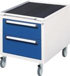 Schubladenschrank H480xB600xT540mm lichtgrau/enzianblau 2 Schubl.fahrbar RAU
