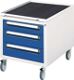 Schubladenschrank H480xB600xT540mm lichtgrau/enzianblau 3 Schubl.fahrbar RAU