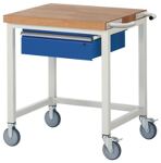 Werkbank B750xT700xH880mm Buche massiv lichtgrau enzianblau 1 Schubl.RAU