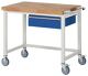 Werkbank B1000xT700xH880mm Buche massiv lichtgrau enzianblau 1 Schubl.RAU