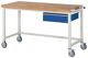 Werkbank B1500xT700xH880mm Buche massiv lichtgrau enzianblau 1 Schubl.RAU