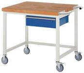 Werkbank B1000xT900xH880mm Buche massiv lichtgrau enzianblau 1 Schubl.RAU