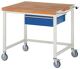 Werkbank B1000xT900xH880mm Buche massiv lichtgrau enzianblau 1 Schubl.RAU
