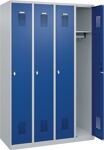 Garderobenschrank Ser.Basis-PLUS H1850xB1200xT500mm lichtgrau/enzianblau 4Abt.