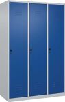 Garderobenschrank Classic-Plus H1850xB1200xT500mm lichtgrau/enzianblau 3 Abt.C+P