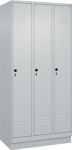 Garderobenschrank m.Sockel H1950xB900xT500mm lichtgrau 3Abt.C+P