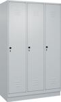 Garderobenschrank m.Sockel H1950xB1200xT500mm lichtgrau 3Abt.C+P