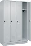 Garderobenschrank m.Sockel H1950xB1200xT500mm lichtgrau 4Abt.C+P