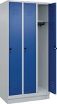 Garderobenschrank m.Sockel H1950xB900xT500mm lichtgrau/enzianblau 3Abt.C+P