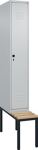 Garderobenschrank m.untergebauter Sitzbank H2120xB300xT815mm lichtgrau 1Abt.C+P