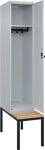 Garderobenschrank m.untergebauter Sitzbank H2120xB400xT815mm lichtgrau 1Abt.C+P