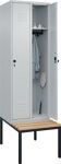 Garderobenschrank m.untergebauter Sitzbank H2120xB600xT815mm lichtgrau 2Abt.C+P