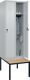 Garderobenschrank m.untergebauter Sitzbank H2120xB600xT815mm lichtgrau 2Abt.C+P